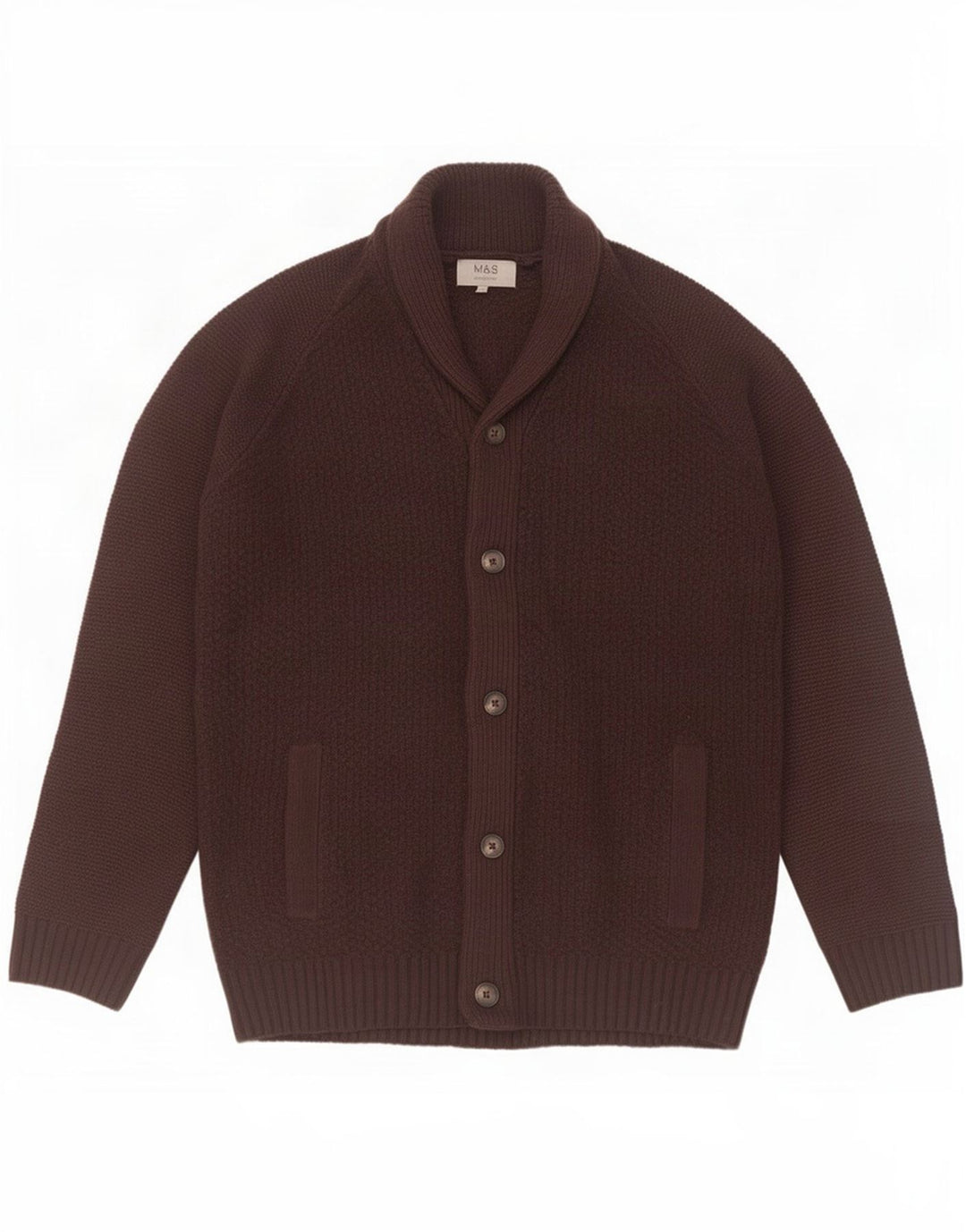 Marks & Spencer Herre Cardigan Sweater Stor Brun Akryl