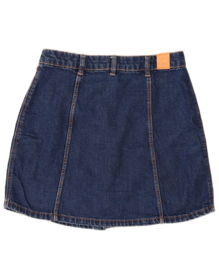 Zara Dame Mini Denim Nederdel Lille W26 Blå Bomuld
