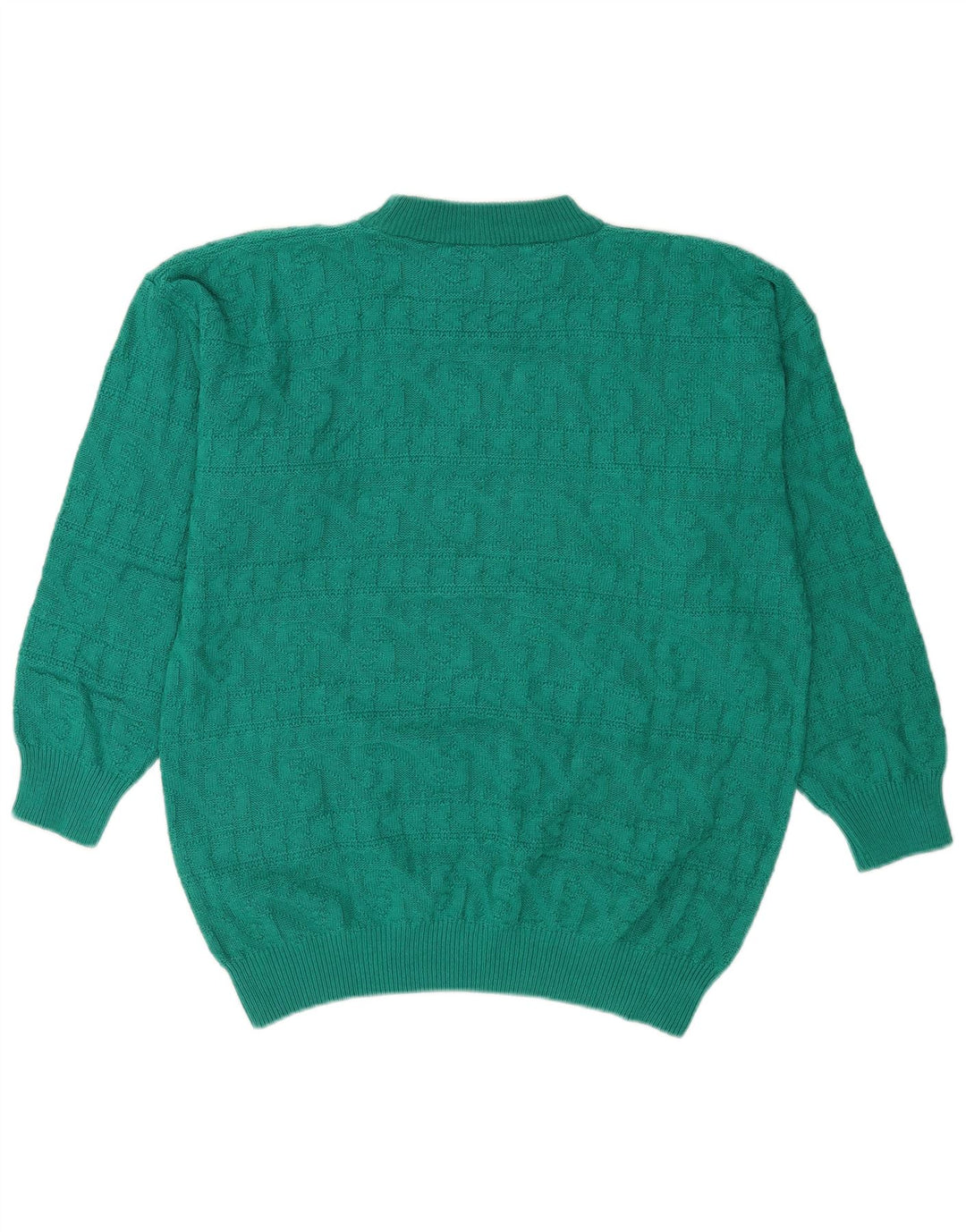 Vintage Dame Turtle Neck Jumper Sweater UK 14 Medium Green Geometric