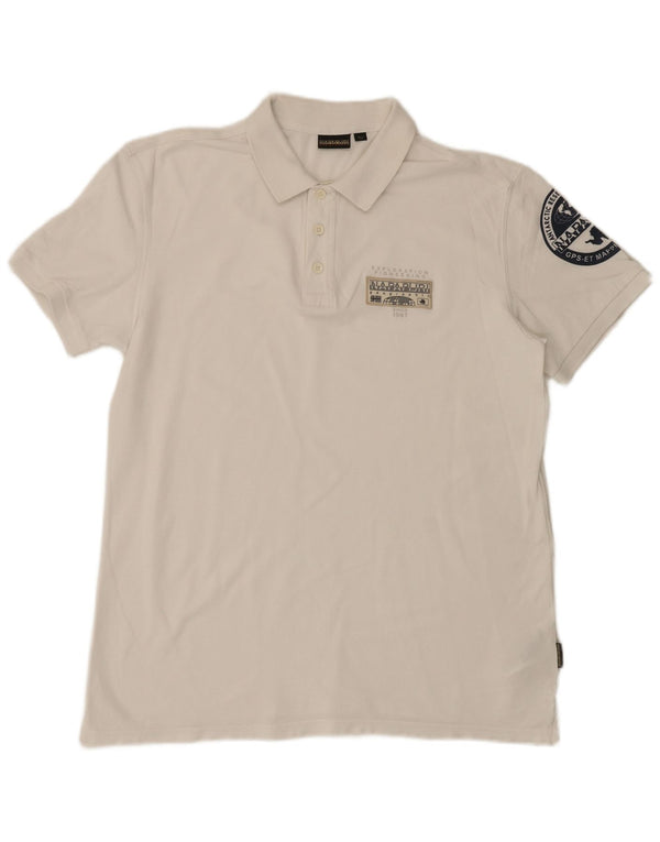Napapijri Herre Geographic Graphic Polo XL Hvid Bomuld