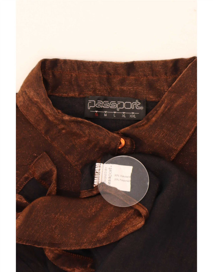 Pas Dame Skjorte Bluse UK 10 Small Brown Viscose