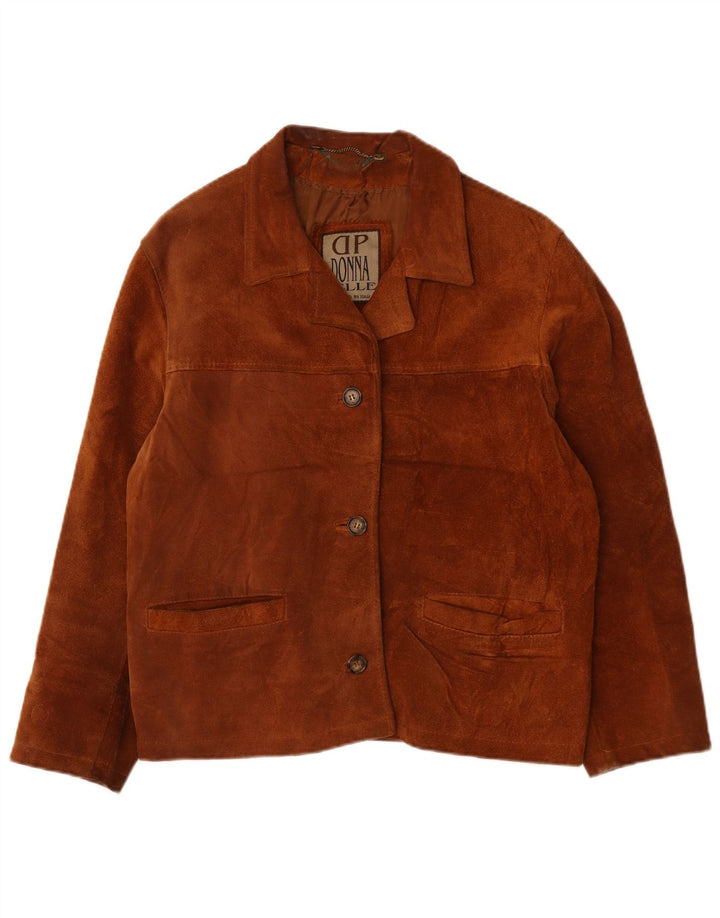 Vintage dame ruskindsjakke EU 48 2XL brunt læder