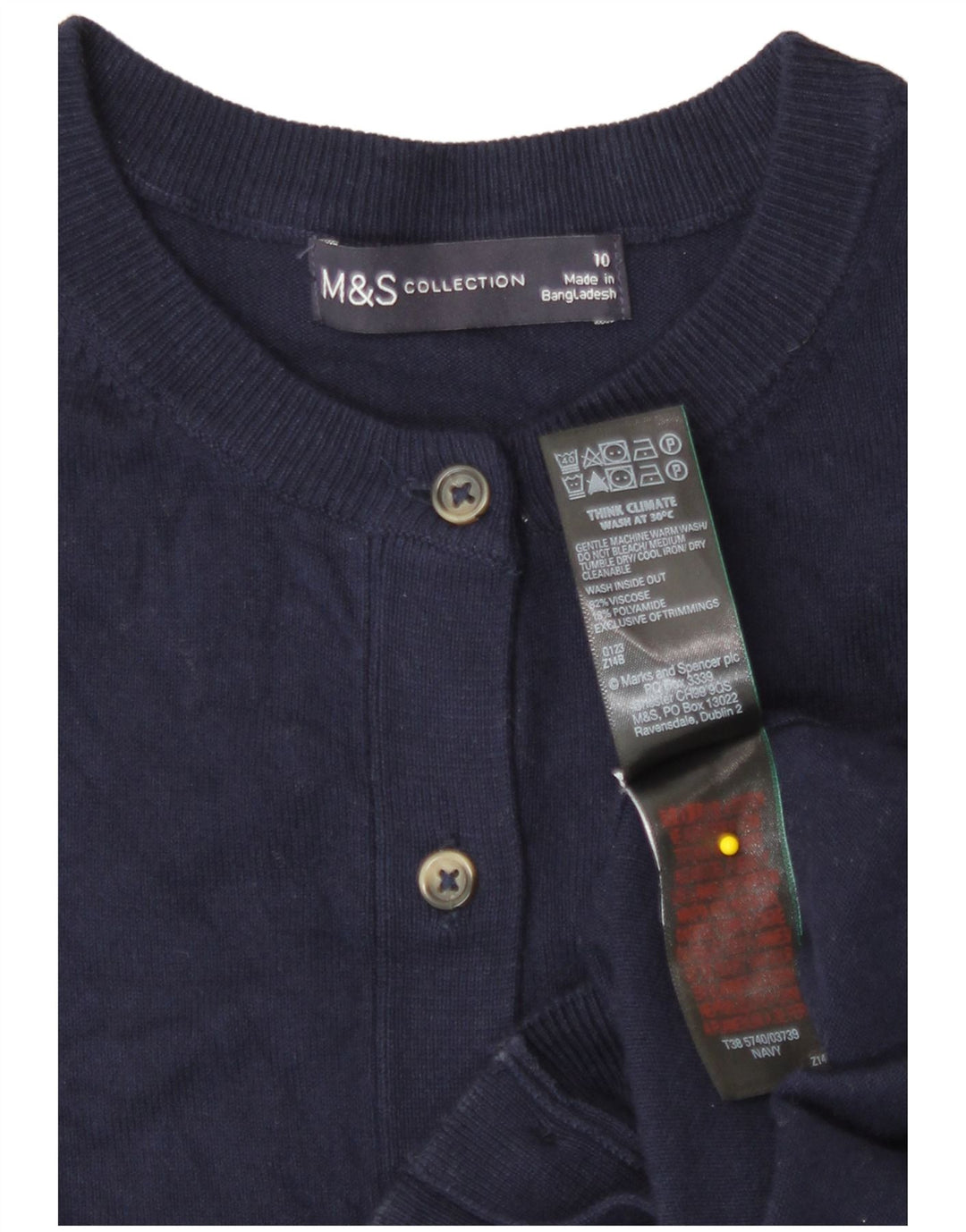Marks & Spencer Dame Cardigan Sweater UK 10 Small Navy Blue Viscose