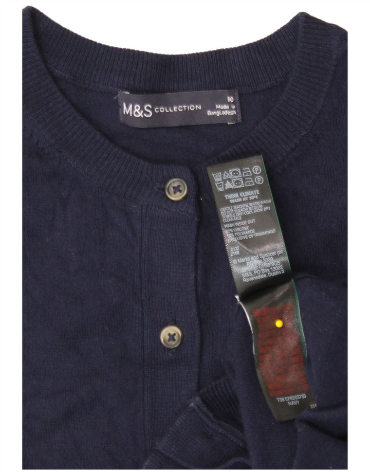 Marks & Spencer Dame Cardigan Sweater UK 10 Small Navy Blue Viscose