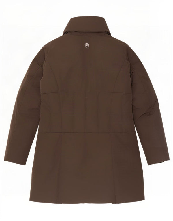 Trussardi Jeans Womens Hooded Padded Coat IT 46 Large Brown Polyester