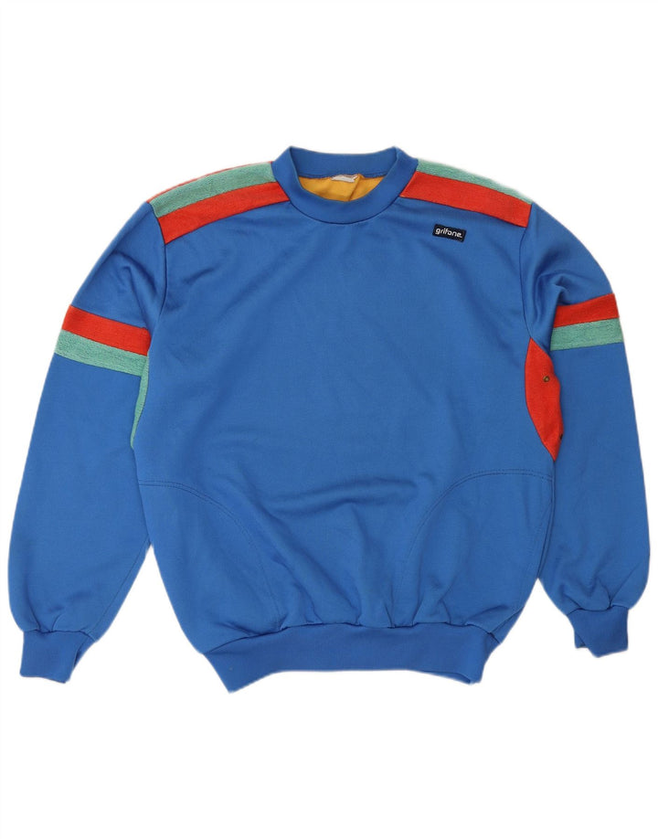 Vintage sweatshirt til mænd, stor blå farveblok