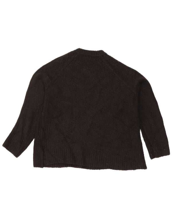 Marks & Spencer Womens Crop Crew Neck Jumper Sweater UK 14 Medium Black