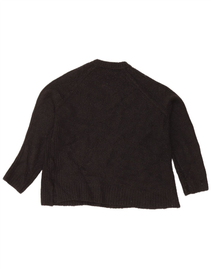 Marks & Spencer Dame Crop Crew Neck Jumper Sweater UK 14 Medium Black