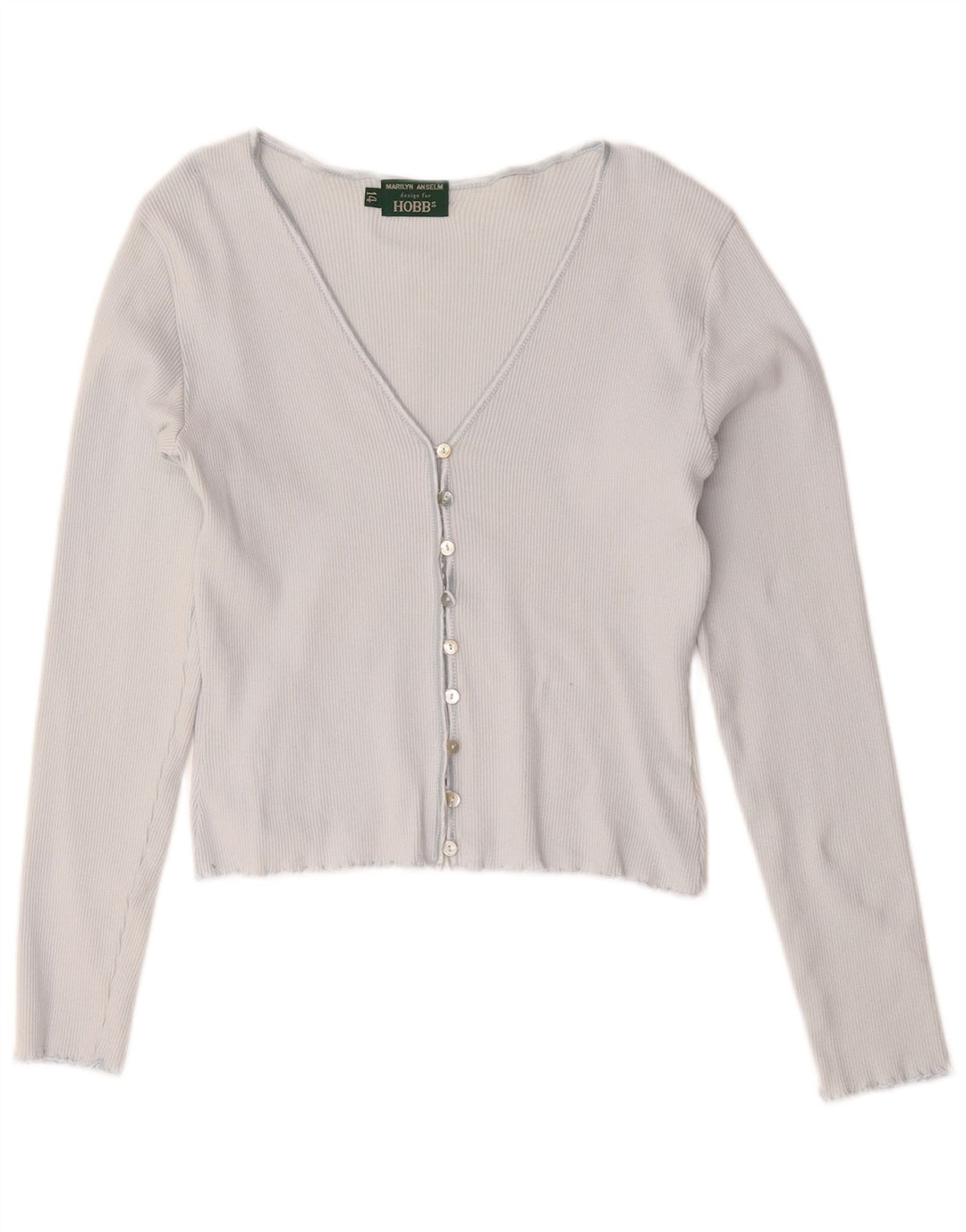 Hobbs Dame Crop Cardigan Top UK 14 Medium Blue Bomuld