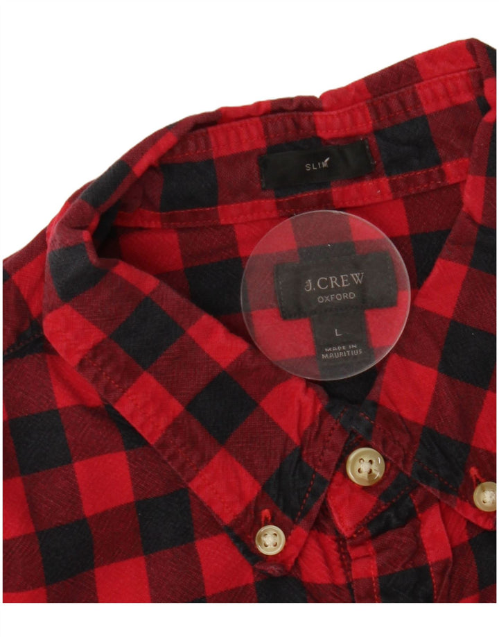 J. CREW Herre Oxford Slim Flanell Shirt Large Red Gingham