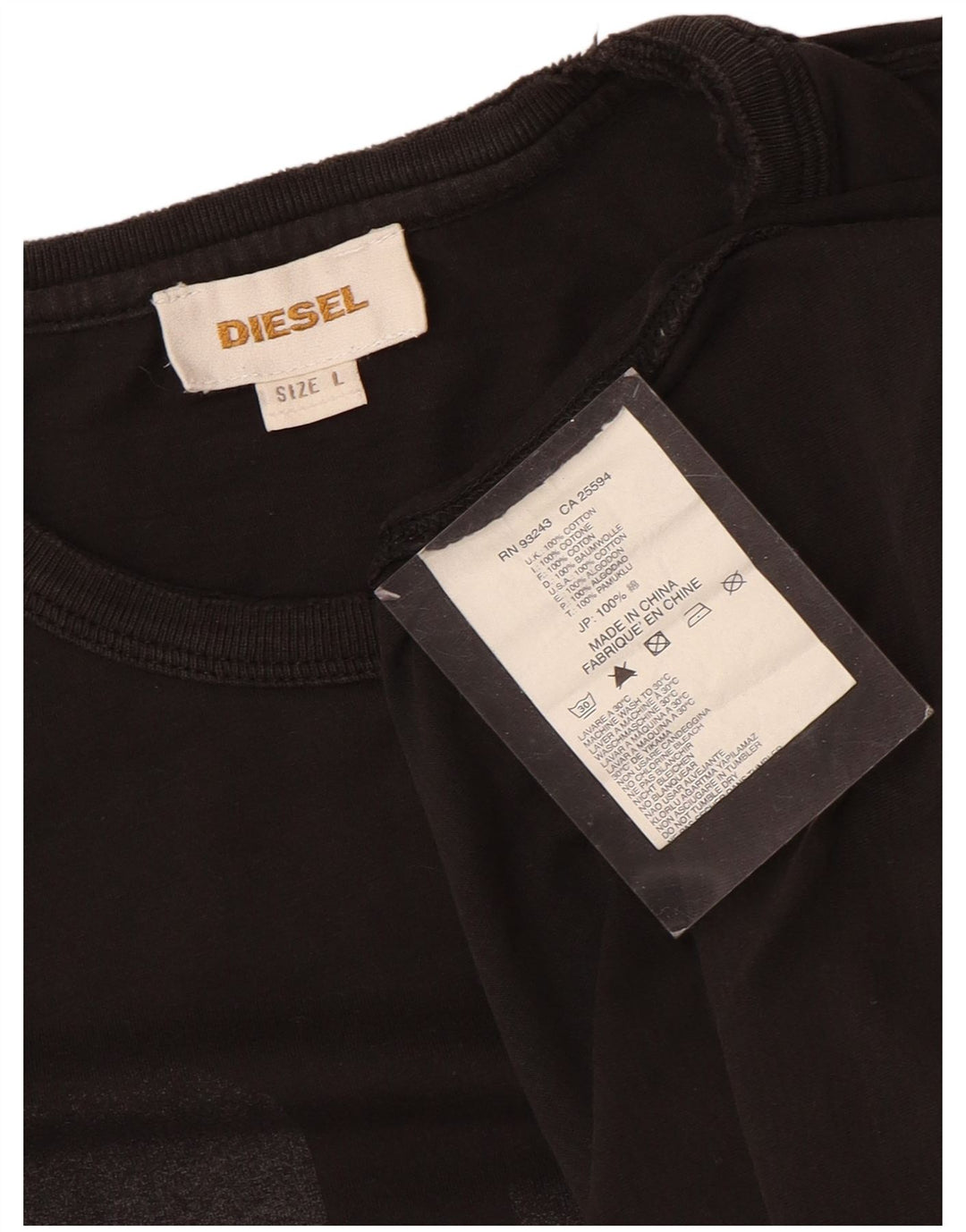 Diesel Herre Grafisk T-Shirt Top Stor Sort Bomuld