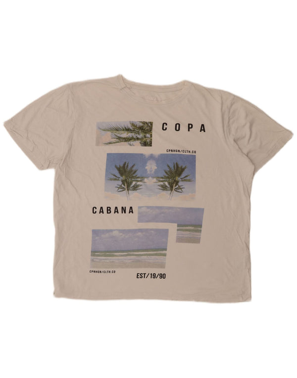 JACK & JONES Herre grafisk T-shirt Top XL Hvid Bomuld