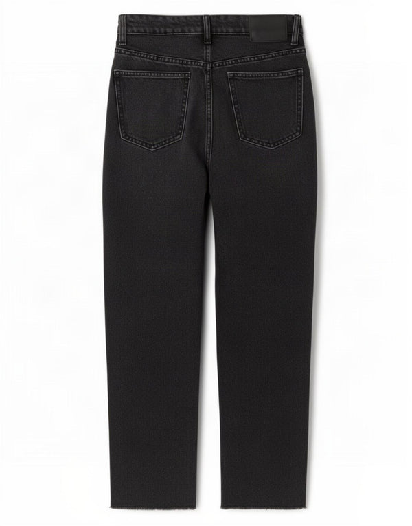 Zara Dame Højtaljede Løse Jeans EU 38 Small W28 L26 Sort Bomuld