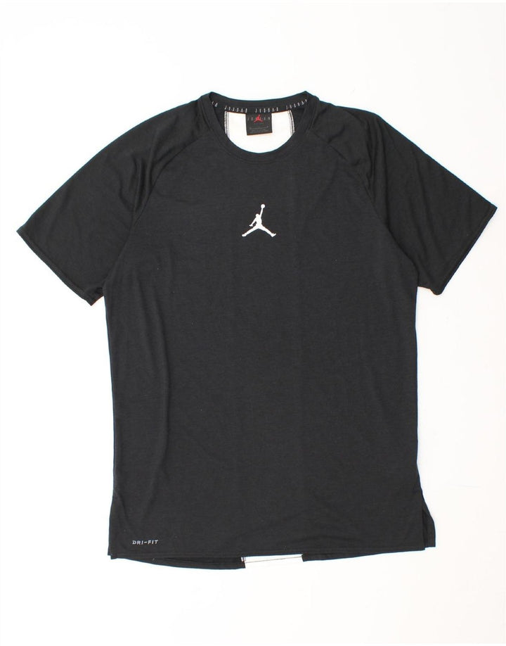 JORDAN Mens Graphic T-Shirt Top Medium Black Colourblock Polyester Vintage Jordan and Second-Hand Jordan from Messina Hembry 