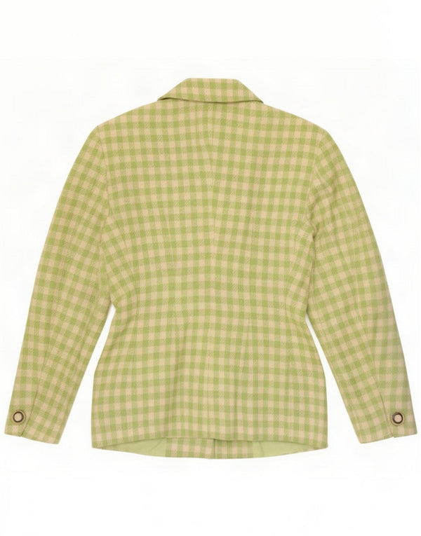 Piu & Dame 5-knaps blazerjakke IT 42 Medium Green Gingham New Wool
