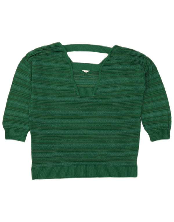 Marella Dame Crop V-hals sweater UK 12 Medium Grøn Stribet