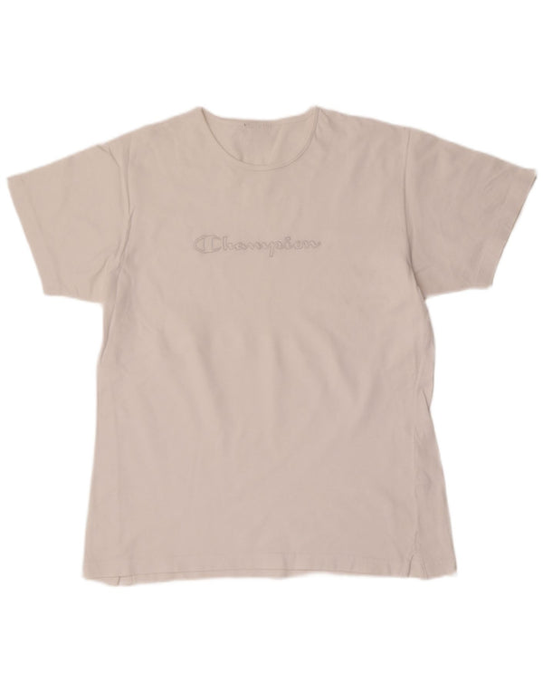 Champion Dame Grafisk T-Shirt Top UK 16 Stor Hvid Bomuld