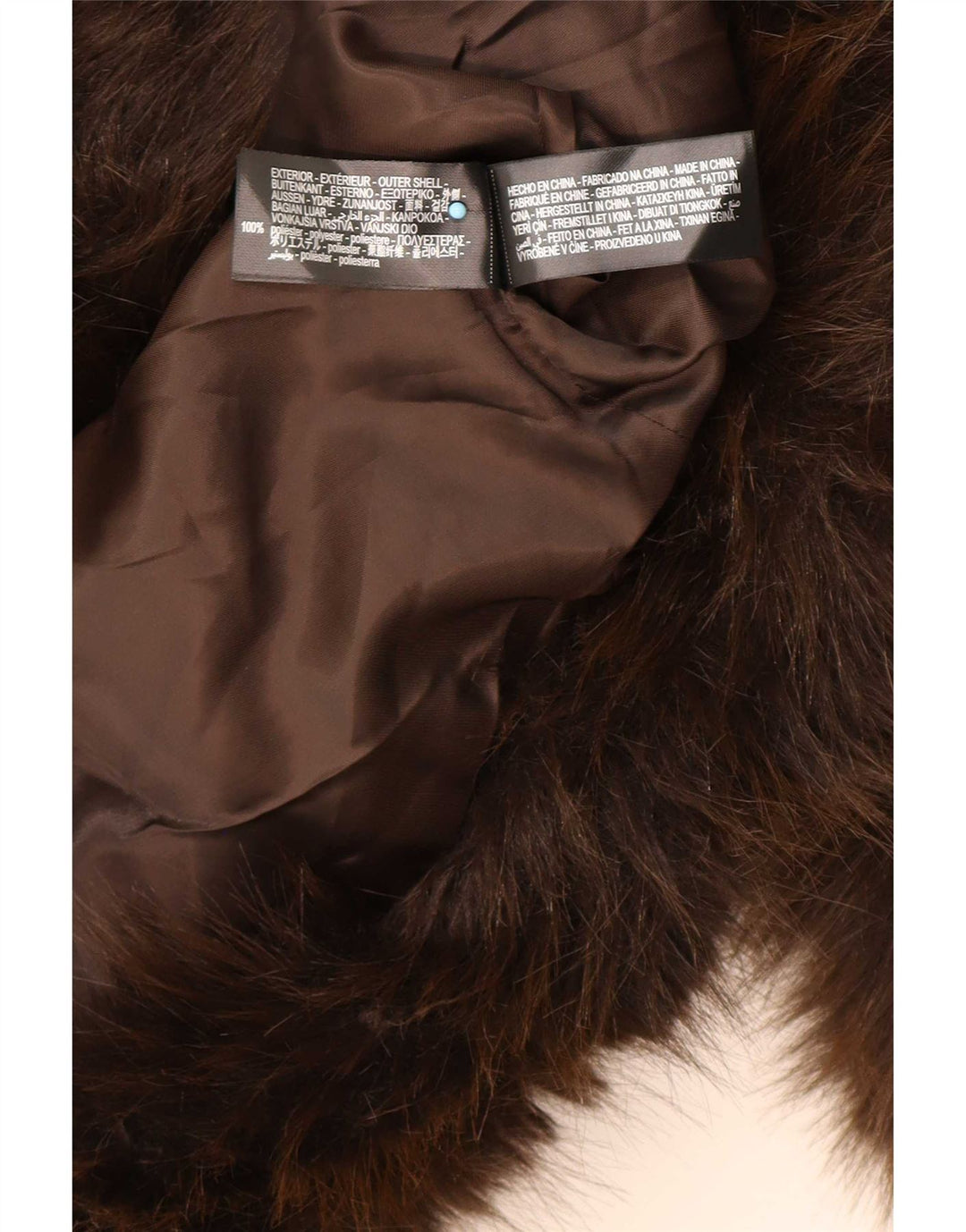 Zara Dame Oversized Faux Fur Jacket UK 14 Medium Brown Polyester