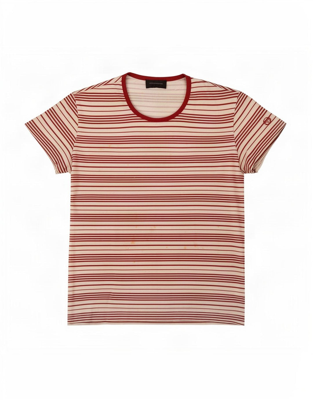 Sergio Tacchini Dame T-Shirt Top IT 44 Medium Hvid Stribet Polyester