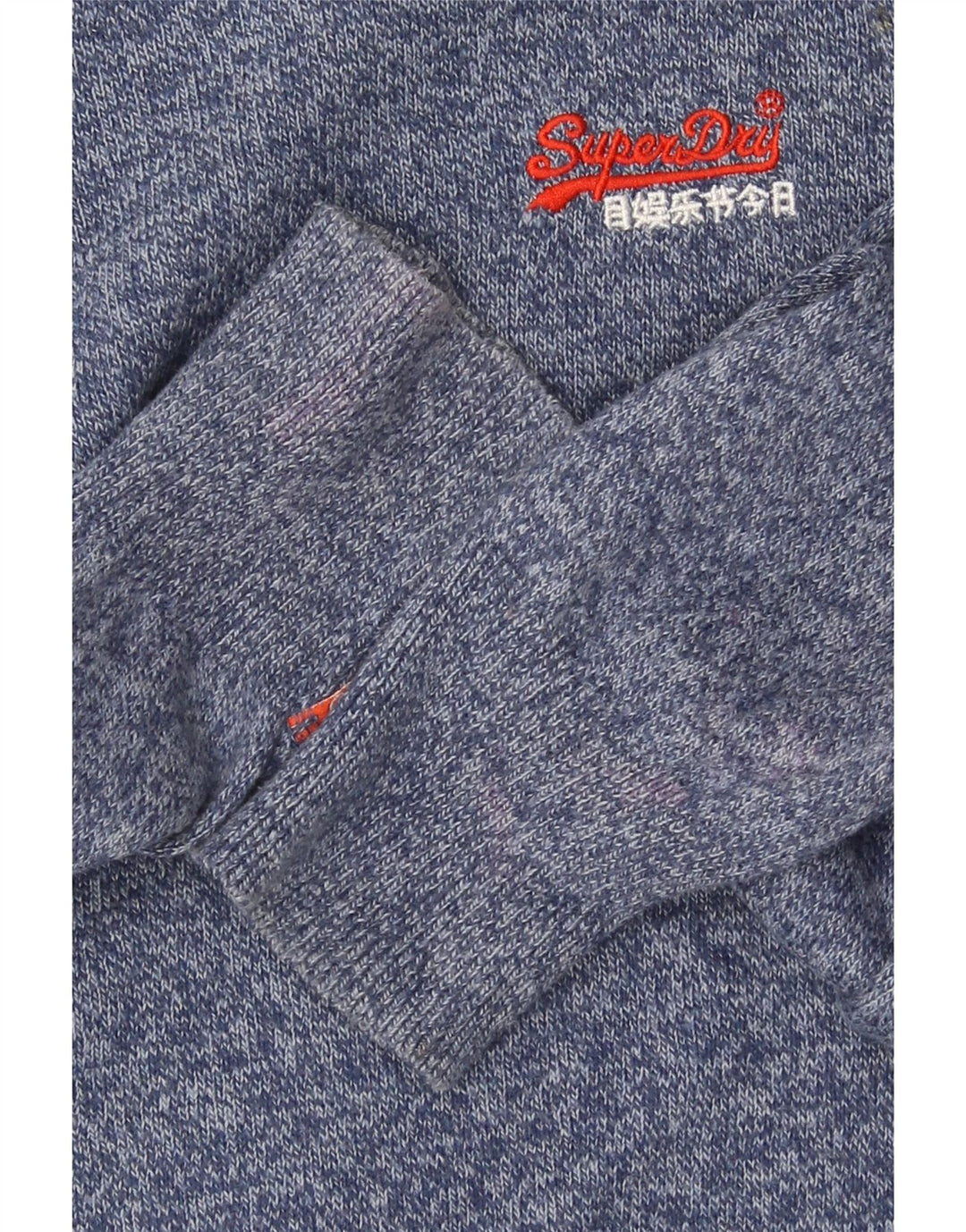 Superdry trøjetrøje til mænd med rund hals, mellemblå flækket bomuld