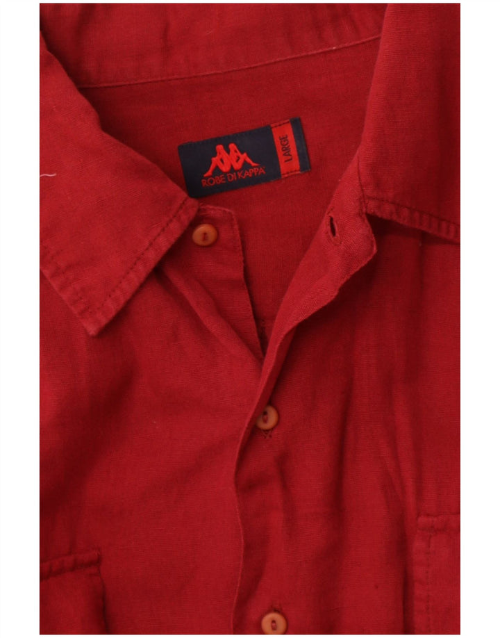 KAPPA Mens Short Sleeve Shirt Large Burgundy Cotton