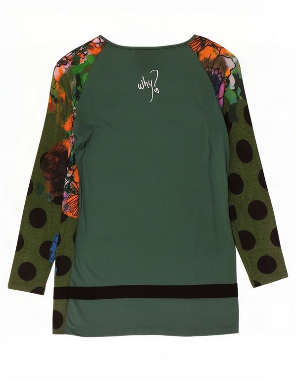 Desigual Womens Tunic Top UK 14 Large Green Floral Viscose