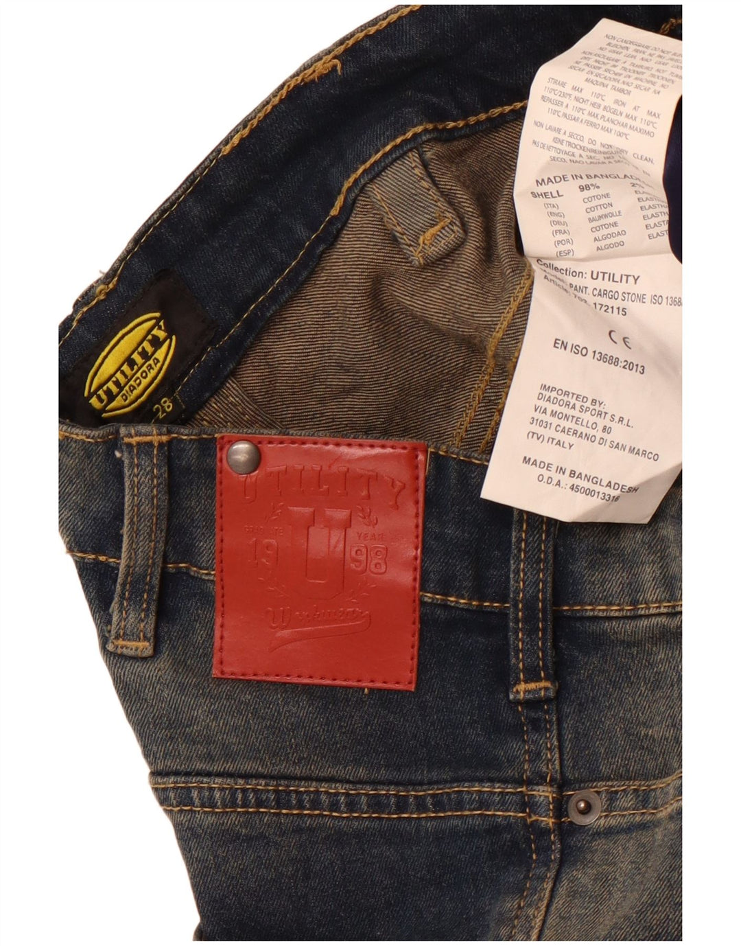 Diadora Dame Cargo Slim Jeans W28 L32 Marineblå Bomuld