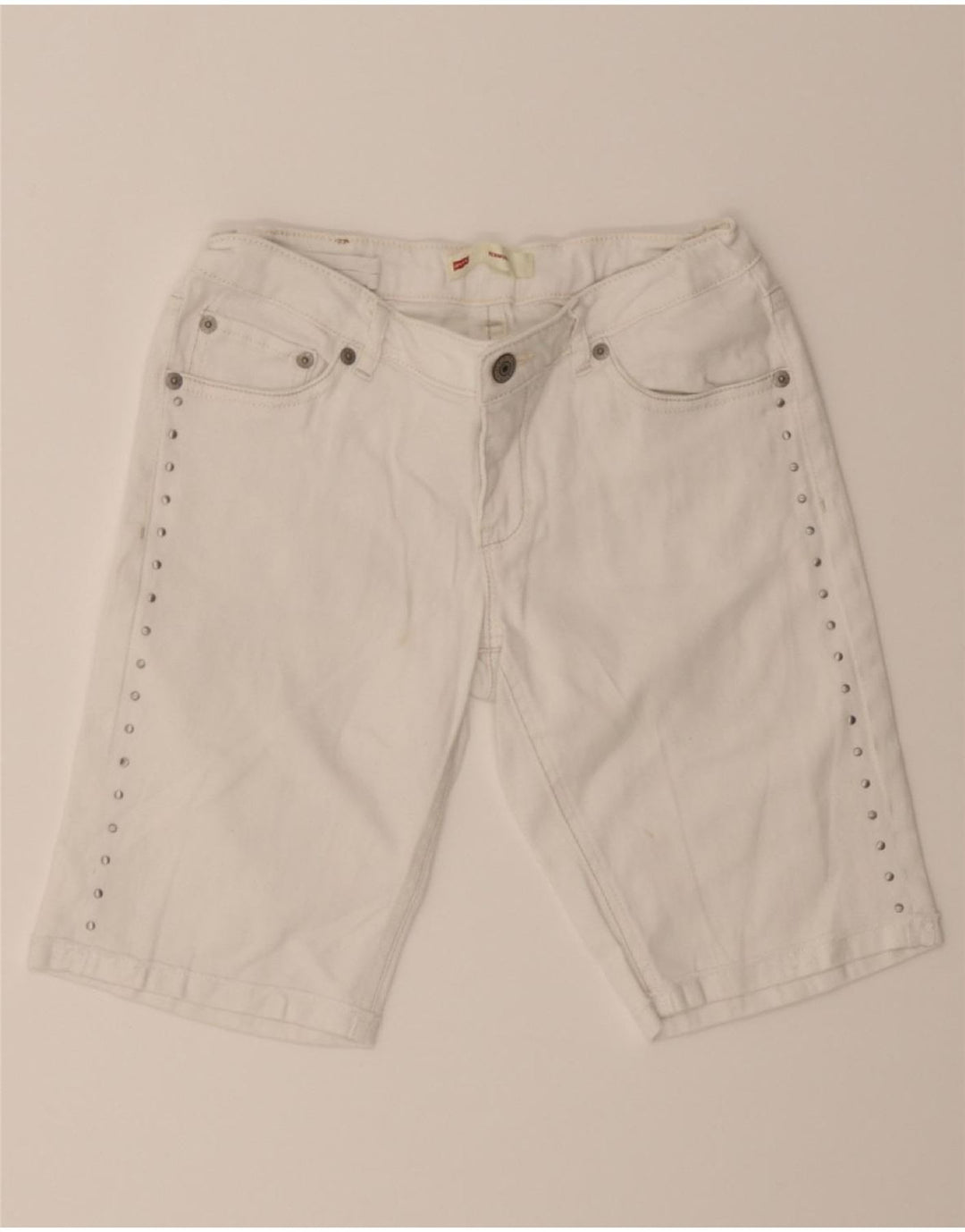 LEVI'S Girls Denim Shorts 15-16 Years W32  White Ramie Vintage Levi's and Second-Hand Levi's from Messina Hembry 