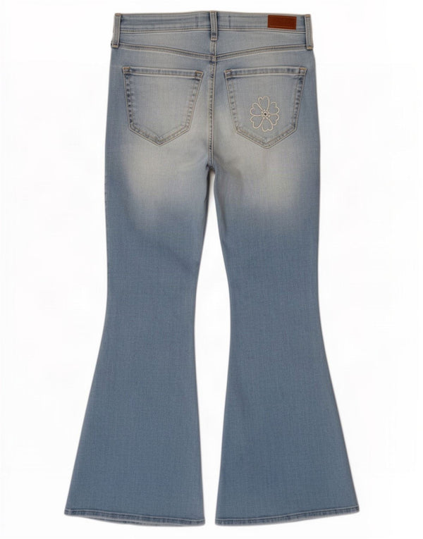 Hollister Kvinder Højtaljede Flared Jeans US 14 XL W32 L32 Blå Blomster Bomuld