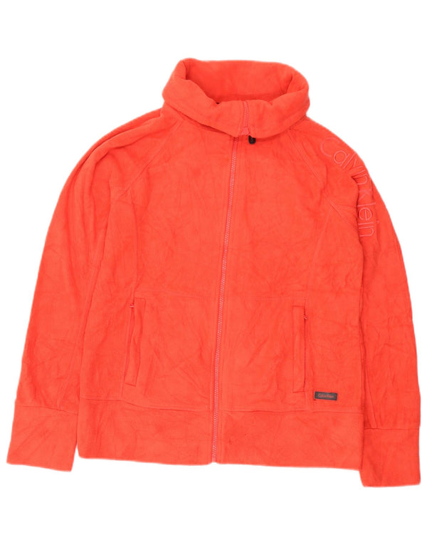 CALVIN KLEIN Grafisk fleecejakke til kvinder UK 10 Small Orange Polyester