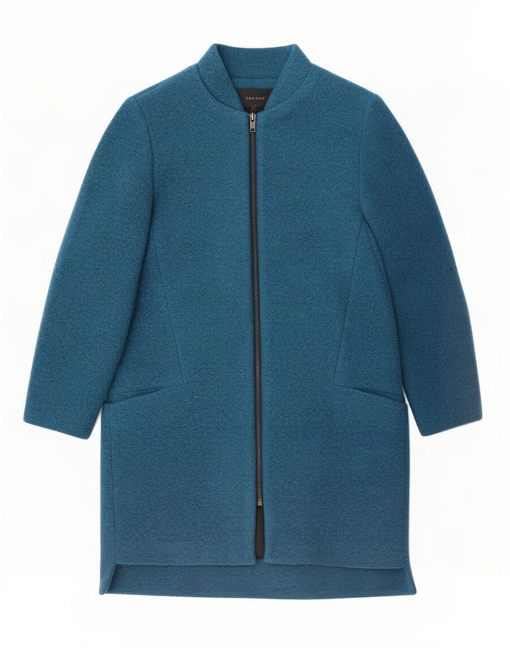 Zara Dame Overfrakke UK 14 Medium Navy Blue Polyester