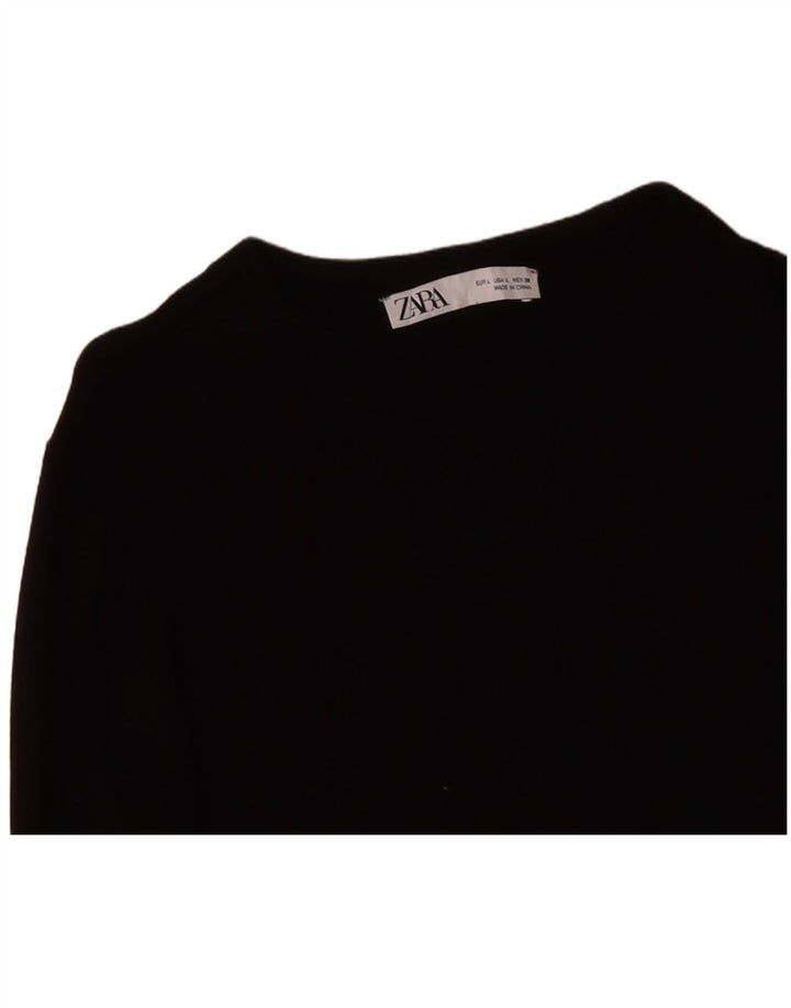 ZARA Womens Boat Neck Jumper Sweater UK 14 Large Black