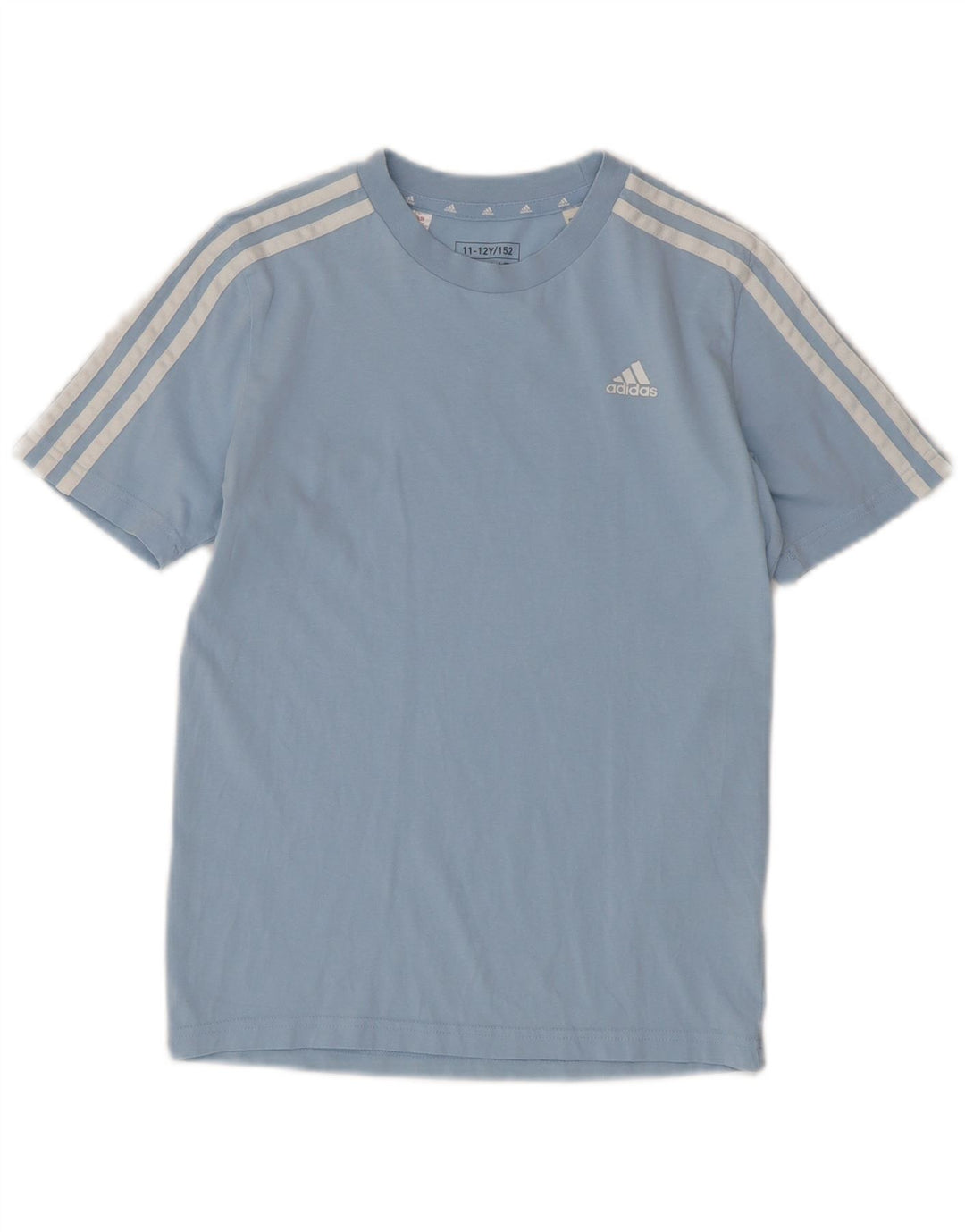 ADIDAS Drenge T-Shirt Top 11-12 År Blå Bomuld