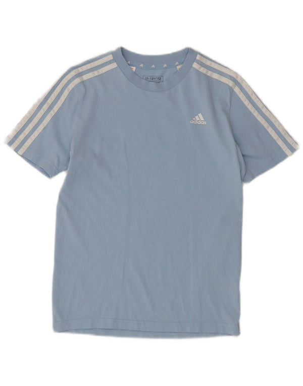ADIDAS Drenge T-Shirt Top 11-12 År Blå Bomuld