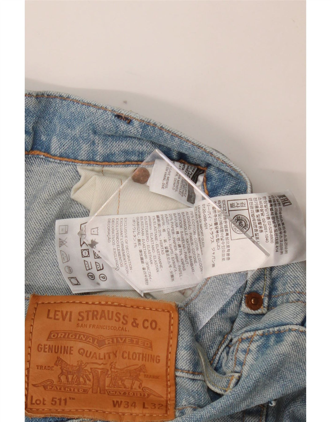 LEVI'S Herre 511 Slim Jeans W34 L32 Blå Bomuld