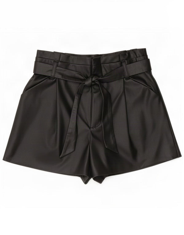Zara Womens High Waist Hot Pants i imiteret læder Medium W30 Sort polyurethan