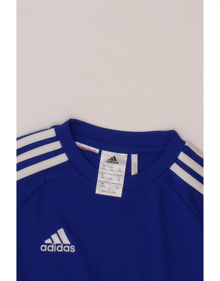 ADIDAS Boys Climalite T-Shirt Top 7-8 år Blå Colourblock