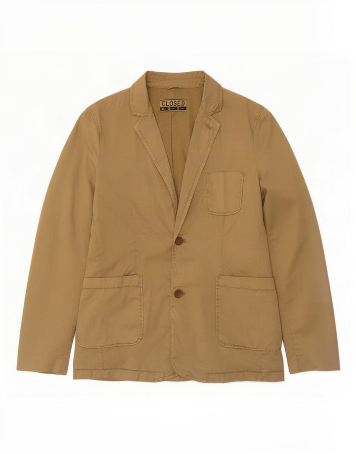 Lukket Herre 2-knaps blazerjakke IT 48 Medium Beige Bomuld