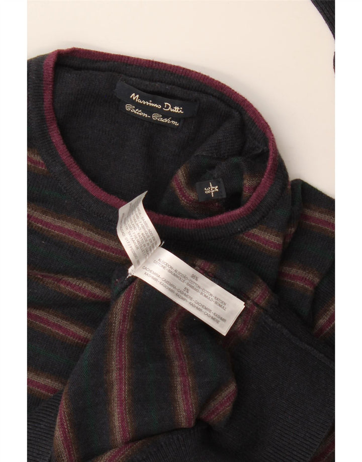 Massimo Dutti Herre Crew Neck Jumper Sweater EU 38 Mellem marineblå stribet