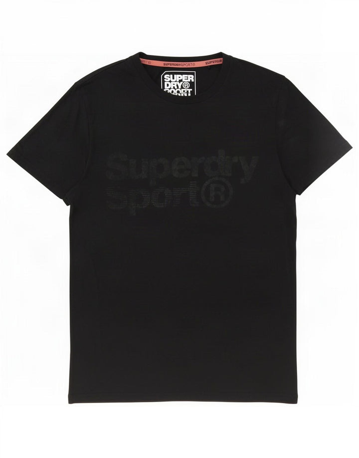 Superdry grafisk T-shirt top til kvinder UK 14 Stor sort polyester