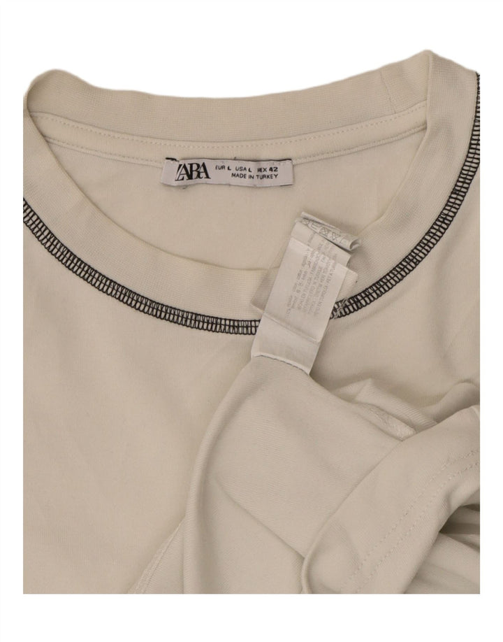 ZARA Mens Loose Fit T-Shirt Top Large White Cotton Vintage Zara and Second-Hand Zara from Messina Hembry 