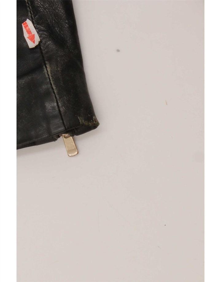 Mango Womens Crop Læderjakke UK 10 Small Black
