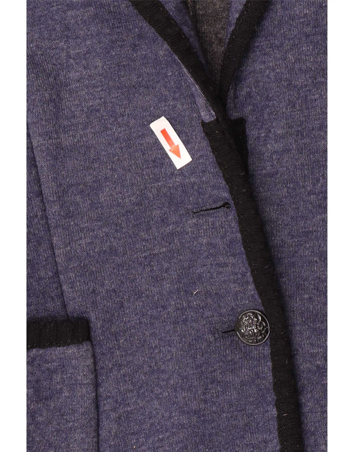 Zara Dame Strik 1 Knap Blazer Jacket UK 12 Medium Blue