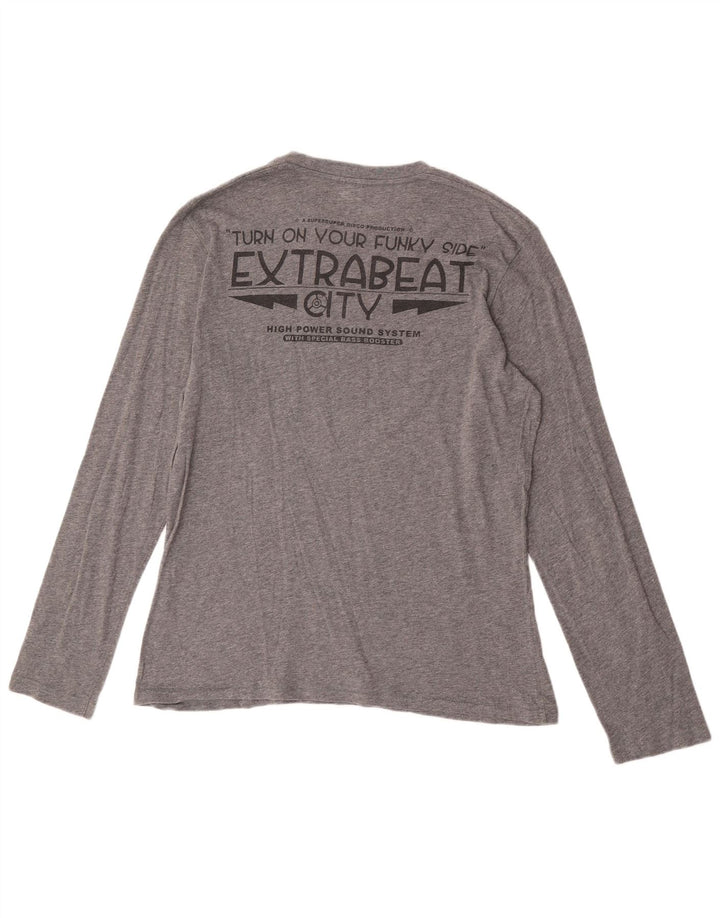 Benetton Herre grafisk top Langærmet mellemgrå bomuld