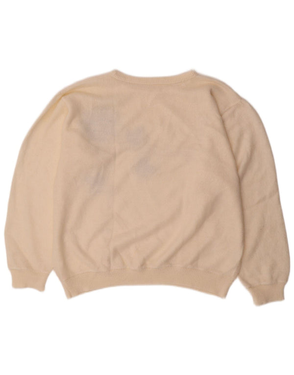 Vintage Dame Loose Fit Crew Neck Jumper Sweater UK 18 XL Off White Floral