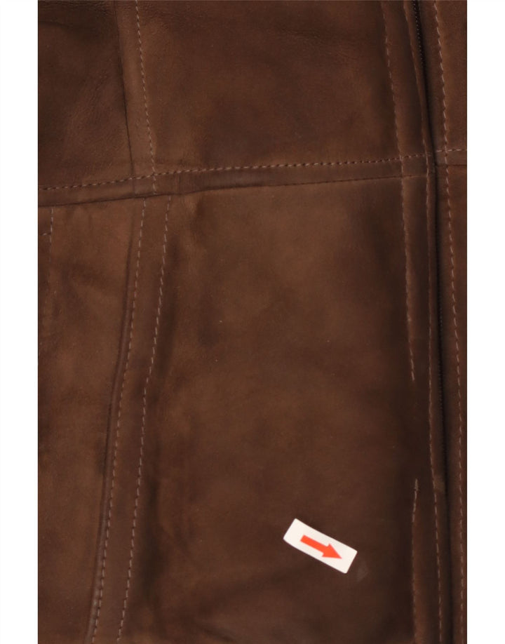 Vintage Herre Bomber Shearling Jacket IT 54 2XL brunt læder