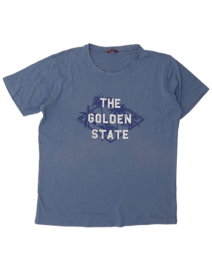 CARRERA Mens Graphic T-Shirt Top XL Blue Cotton