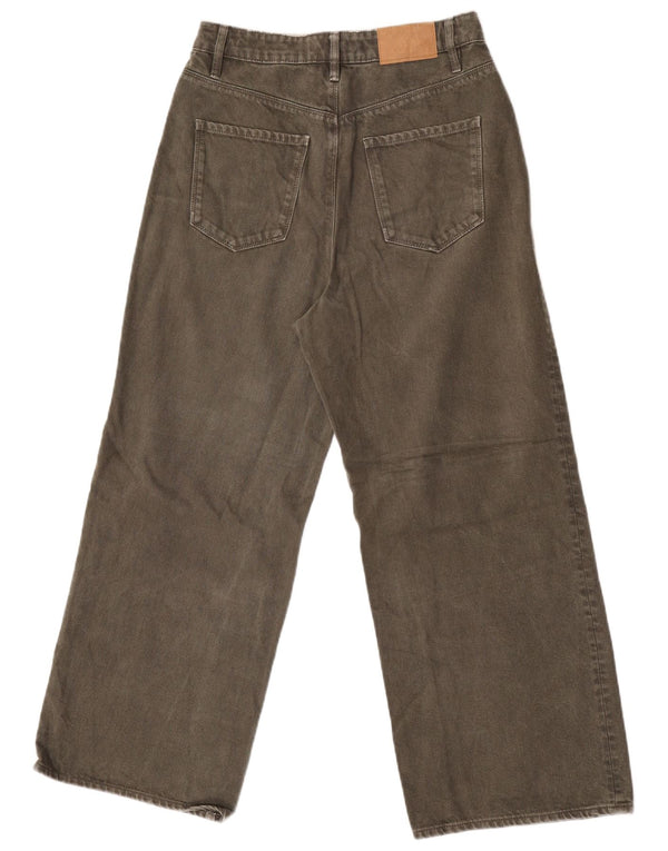 Zara Dame Jeans med brede ben EU 38 Small W28 L26 Khaki