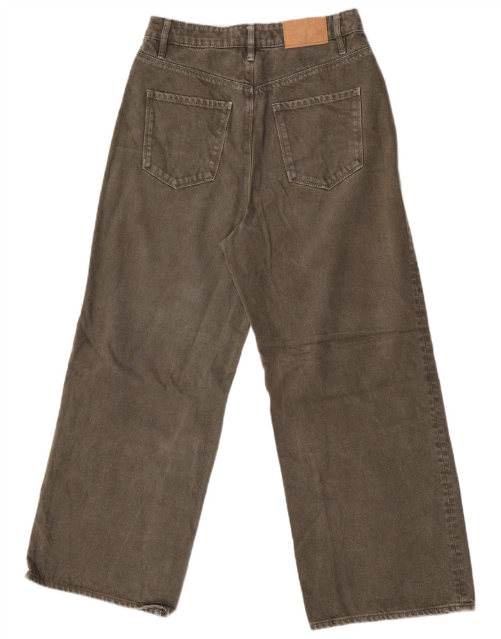 Zara Dame Jeans med brede ben EU 38 Small W28 L26 Khaki