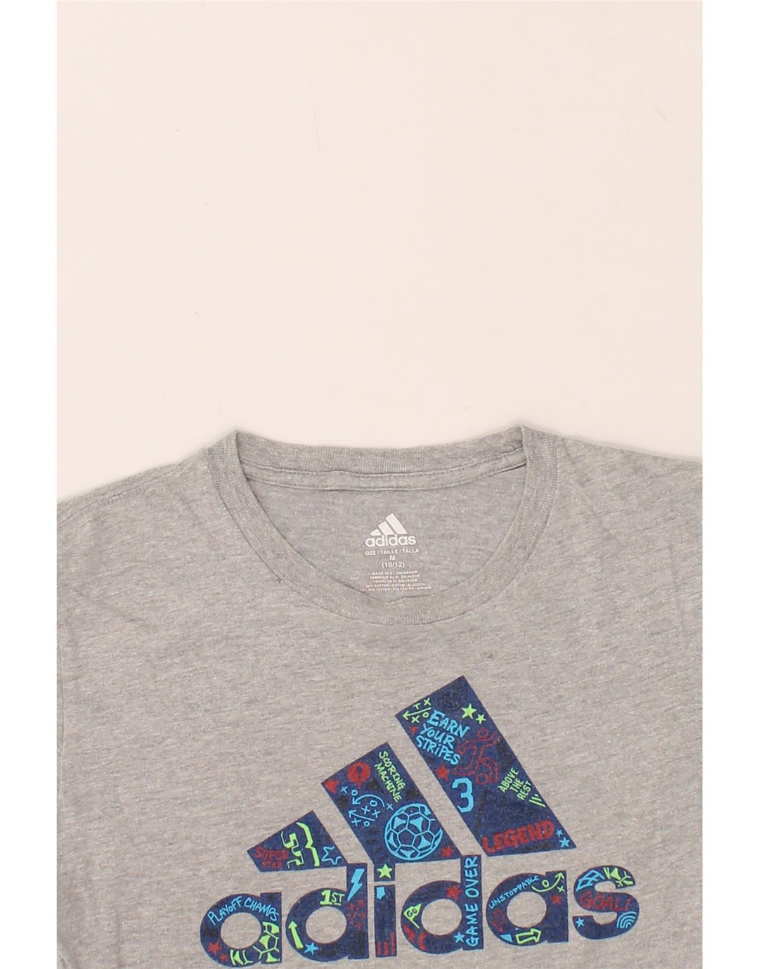 ADIDAS Boys Graphic T-Shirt Top 10-11 Years Medium Grey Cotton Vintage Adidas and Second-Hand Adidas from Messina Hembry 